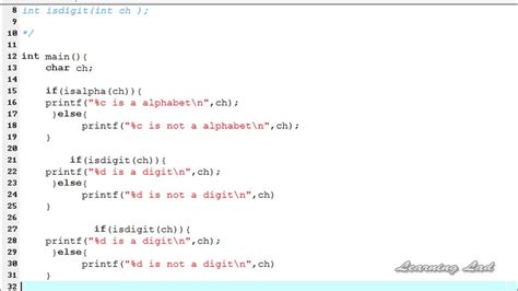 isalpha() and isdigit() functions in C with cstring examples..